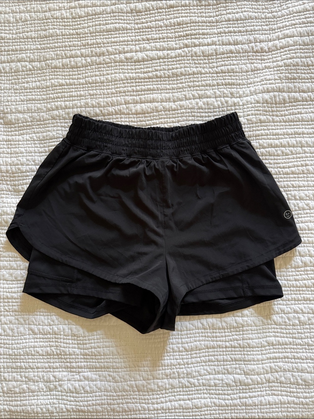 Gilly Hicks Black Two-Layer Athletic Shorts with Inner Liner